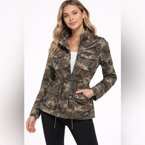 Love Tree Green Camo Utility Jacket—Small Women’s